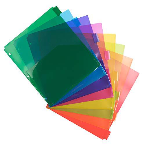 잼 용지,종이 플라스틱 인덱스 8-Tab 디바이더 w/ 더블 포켓 - 9 3/ 4 x 11 1/ 2 - 다양한 Multi-Color - 8 탭 디바이더/ 팩