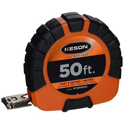 Keson ST18M503X Closed-ABS 하우징 스틸 테이프 측정, 스피드 Rewind (눈금: ft., in., 1/ 8& cm, mm), 50-Foot/ 15M