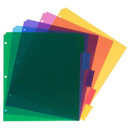 잼 용지,종이 플라스틱 인덱스 5-Tab 디바이더 - 9 3/ 4 x 11 1/ 2 - 다양한 Multi-Color - 6 팩 of 5 탭/ 세트