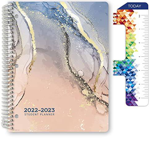 글로벌 Datebooks 날짜 Middle 학교 or 하이 학교 학생 플래너, 다이어리 Academic Year 2022-2023 (매트릭스 스타일 - 8.5x11 - Colorful 마블, 대리석무늬) - 포함 자/ 책갈피 and 계획 스티커