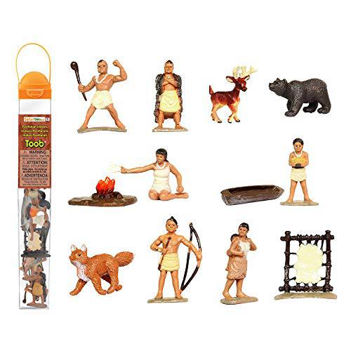 Safari Ltd Powhatan 인디언 TOOB with 12 Historical 피규린,피규어 장난감 포함 a 캠프 파이어 Powhatan Woman 요리,베이킹 a Fox Stretched 사슴 Hide Bear