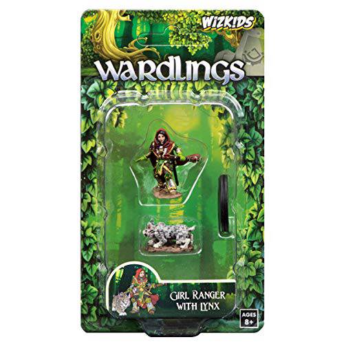 WizKids Wardlings RPG 피규어: Girl 레인저& Lynx, Multi-Colored