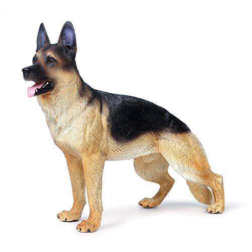 Hibon 7.9 x 6.3 x 2.4 인치 저먼셰퍼드 강아지 시뮬레이션 강아지 모델 액션 피규어 악세사리 밀리터리 군인 미니 동물 피규어 성인 선물